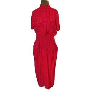 Vintage red and white Swiss dot dress